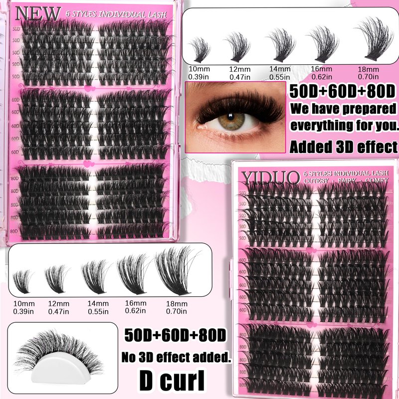 YIDUO Lash Cluster Kit Makeup Bag Set 1686pcs 40D+50D+60D+80D+100+Spikes+Bottom Full Eyelash Cluster Kit Volume Wispy DIY Lashes Extensions 10-20mm D Curl False Eyelash with 2X Bond&Seal DlY at Home