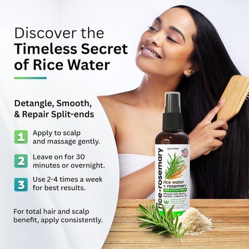 Fermented Rice Water Hair Growth Spray by NEW | Boost Thinning Hair with Rosemary, Biotin & Caffeine | All Hair Types