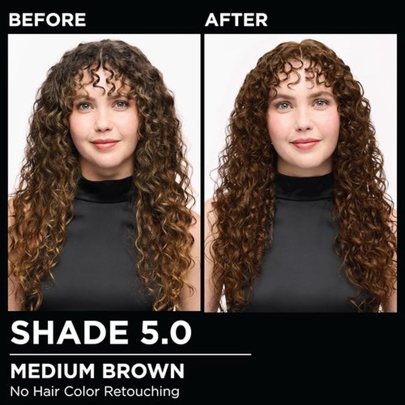 Garnier Olia Hair Color - Ammonia-Free Permanent Dye for 100% Gray Coverage | 5.0 Medium Brown, 2 Count