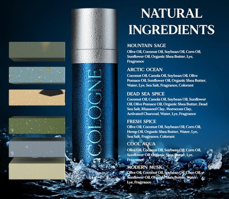NATURAL AMERICAN Men’s Bar Soap – Mens Cologne Scents, 100% All Natural, Essential Oils, Organic Shea Butter, No Harmful Chemicals – (6pk) Soap for a Man - USA Handmade – 5 oz