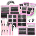 YIDUO 6 Box Mix Lashes Clusters Kit Gift Packs 1686Pcs with 2X Bond&Seal Volume Mega/Bottom Soft Extension False Eyelash D Curl Wispy Natural DIY Individual Fake Eyelashes for Beginners Bulk Pack