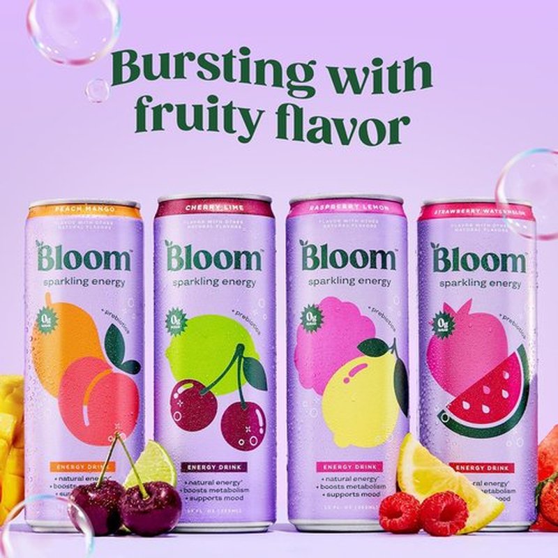 Bloom Nutrition Sparkling Energy Drink - Variety Pack with Natural Caffeine & Zero Sugar - 12oz (12 Pack)
