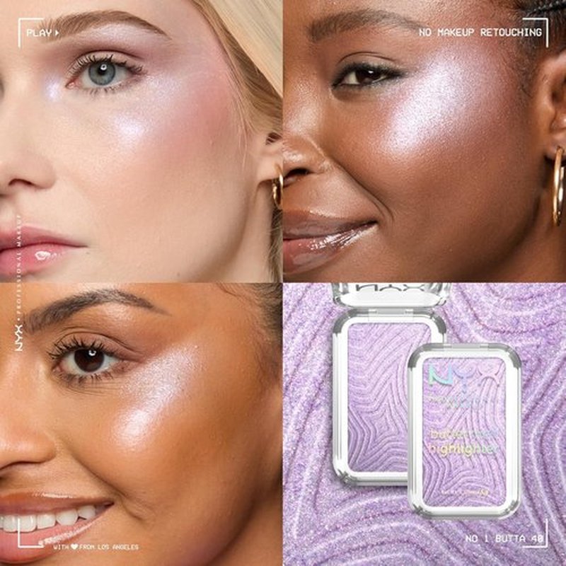 NYX PROFESSIONAL MAKEUP Buttermelt Highlighter - Long-Lasting Powder Highlighter with High Impact Glow | Holographic Lavender