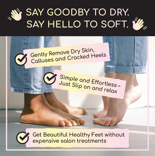 Prescia Foot Peel Mask - For Cracked Heels, Dead Skin & Calluses - Baby Soft Feet, Smooth Skin, Removes & Repairs Rough Heels, Dry Toe Skin - Exfoliating Peeling Natural Treatment - Crescena