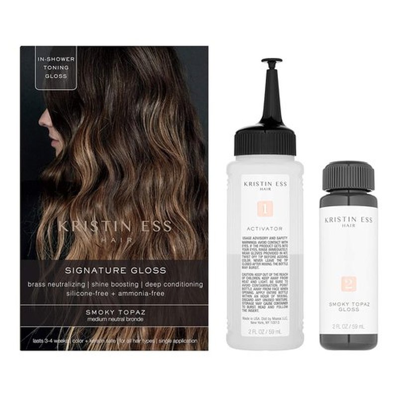 Kristin Ess Hair Gloss - Smokey Topaz Medium Neutral Blonde | 4-Week Semi-Permanent Color Depositing Conditioner - Vegan & Ammonia-Free for Vibrant Shine