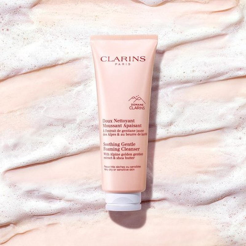 Clarins Soothing Gentle Foaming Face Cleanser - Nourishing Shea Butter Formula | Soap-Free & SLS-Free | Ideal for Very Dry or Sensitive Skin
