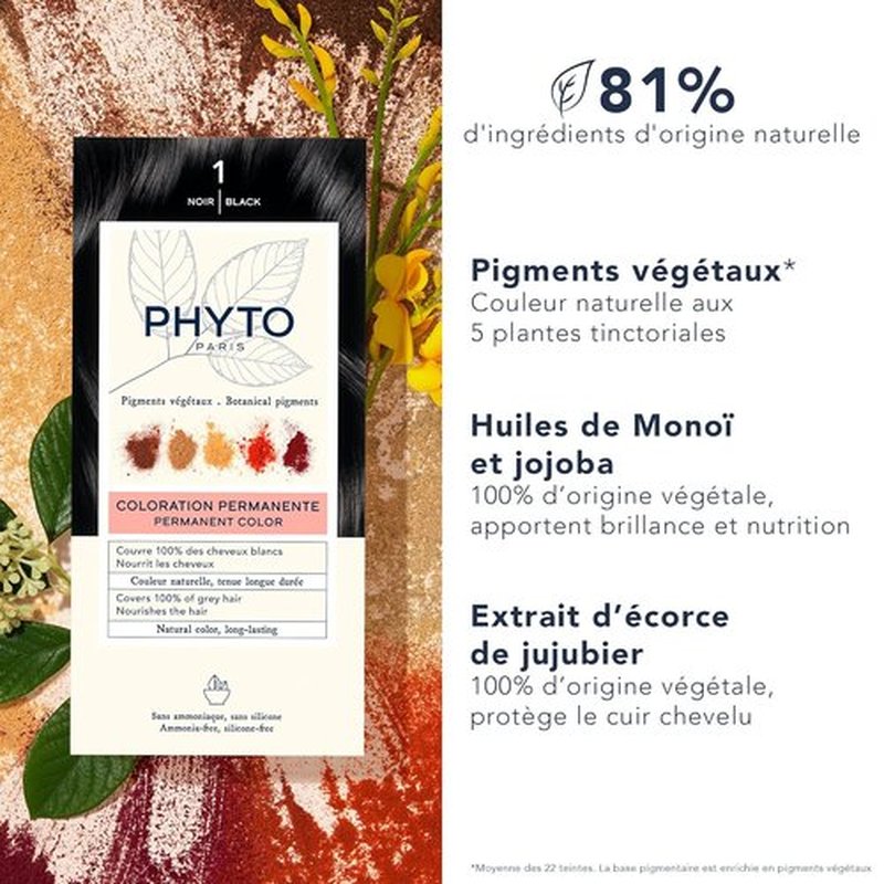 PHYTO Phytocolor Permanent Hair Color - 100% Grey Coverage, Ammonia-Free & Botanical Pigments | 0.42 oz