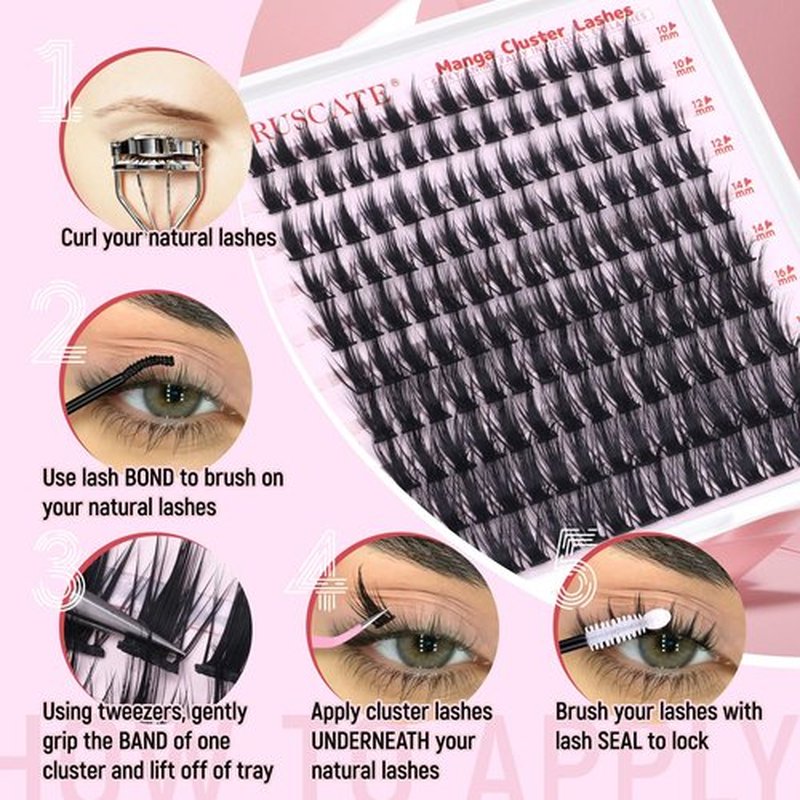 CORUSCATE Manga Lash Clusters Wispy Eyelash Clusters Fairy Anime Lashes Clusters Individual Natural Cluster Eyelash Extensions Asian Style C Curl Manhua Style 10-18mm DIY Wet Look Lash Extension