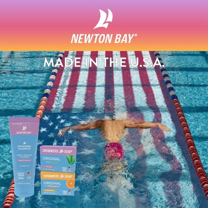 Newton Bay Swimmers Soap + Vitamin C | All Natural Body and Face Wash Soap Bar | Neutralizes and Washes Away Chlorine After Swimming | Revitalizes Sensitive Skin | Single 4 Ounce Soap Bar