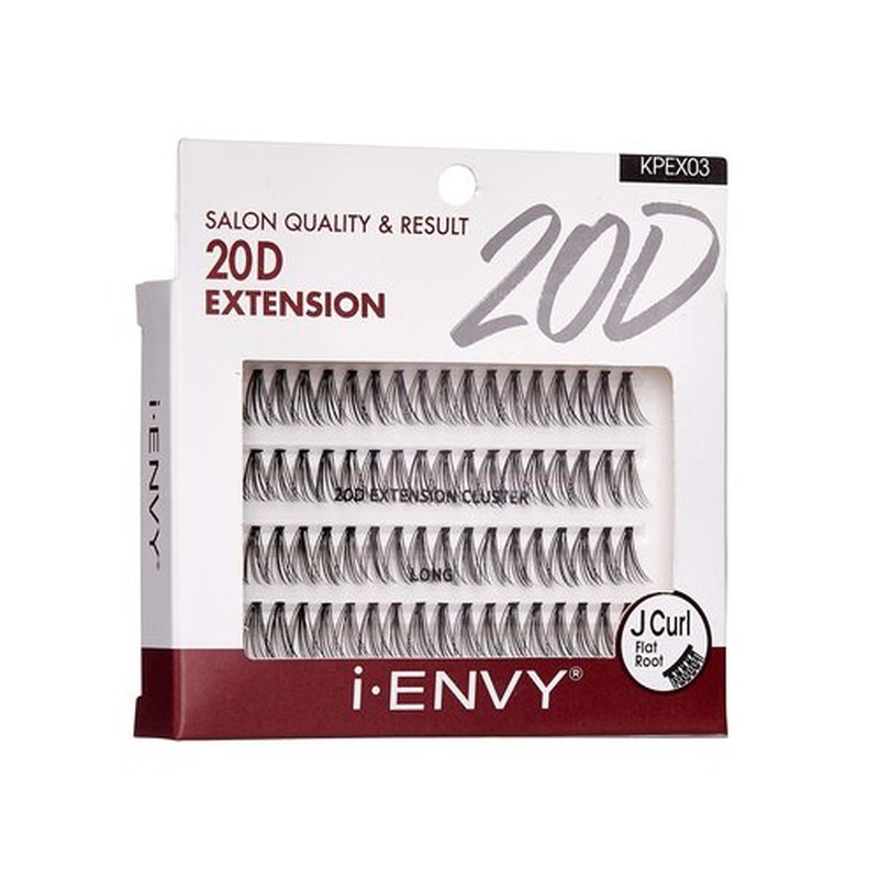 i•ENVY 20D Extension Cluster Individual Lashes (Long, 2 Pack) Flat Root Seamless Application Perfect for DIY Lash Extension