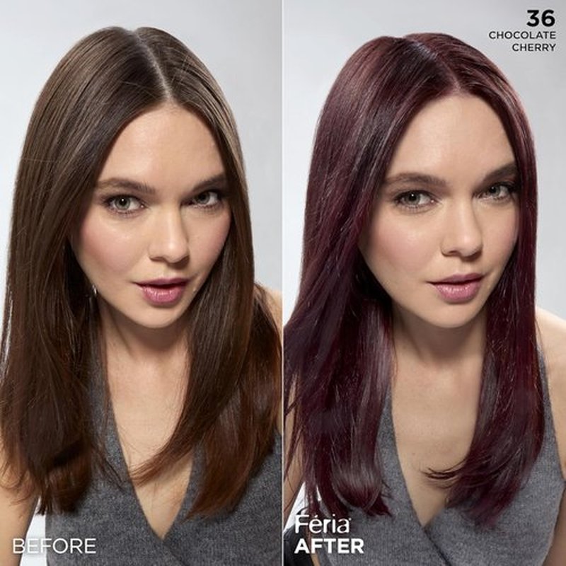 L'Oreal Paris Feria Hair Color - Multi-Faceted Shimmering Permanent Dye, Chocolate Cherry (36)