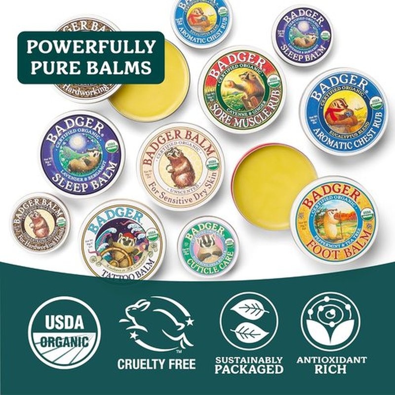 Badger Healing Balm - Organic Hand Cream for Dry, Cracked Hands | Long-Lasting Moisturizer, 2 oz Tin