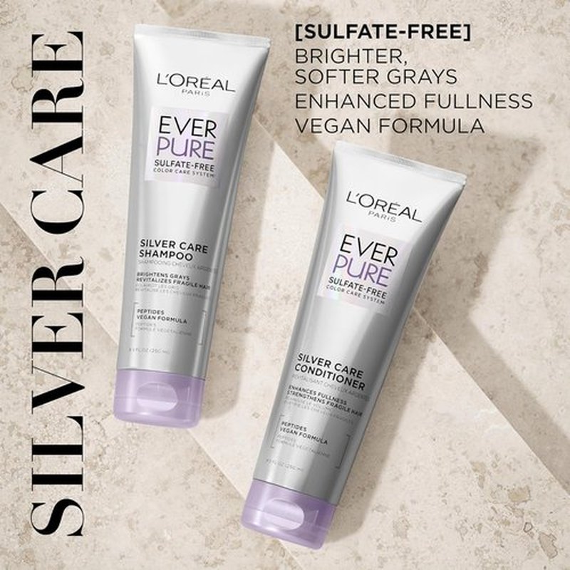 L'Oreal Paris EverPure Silver Care Conditioner - Brightening & Nourishing for Gray Hair | Vegan Formula, 8.5 Fl Oz