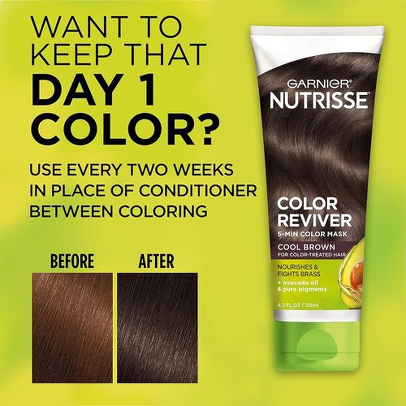 Garnier Nutrisse Hair Color Reviver Mask - Nourishing Cool Brown Formula, 4.2 Fl Oz, 2 Count
