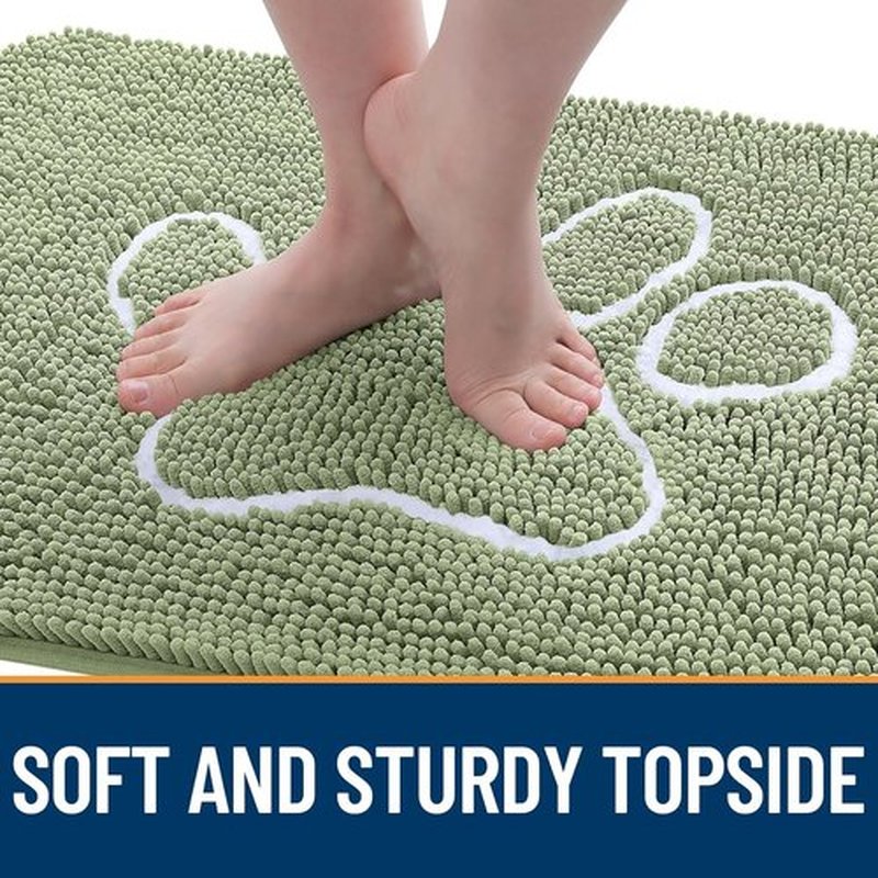 OLANLY Dog Door Mat - Absorbent Muddy Paws Doormat | Non-Slip Chenille, 47x32, Sage Green