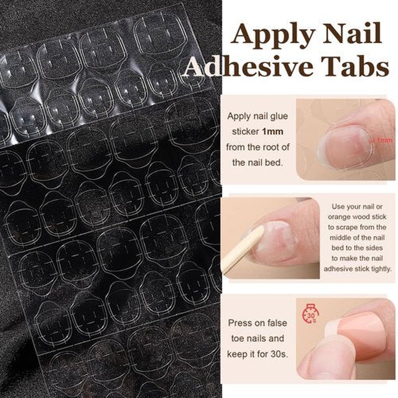 Teenitor Almond French Tip Black Press On Nails - Short, Medium Coffin Shapes - Glue On Nails Kit