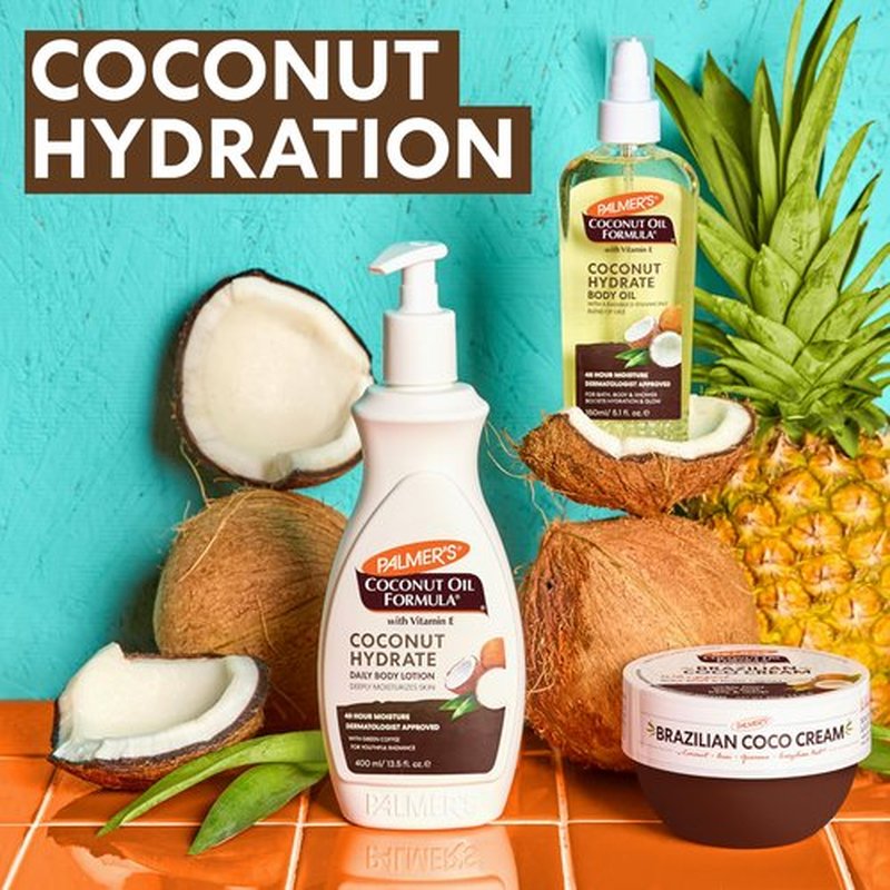 Palmer's Coconut Oil Formula Brazilian Coco Cream with Vitamin E, 8.8 Fl Oz, Whipped Bum, Bust & Body Cream, Helps with Skin Tightening & Firming