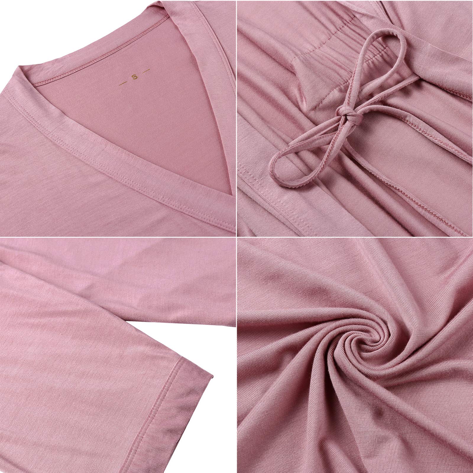 Samring Maternity Robe 3 in 1 Labor Delivery Nursing Gown Hospital Breastfeeding Dress Bathrobes Dusty Rose M