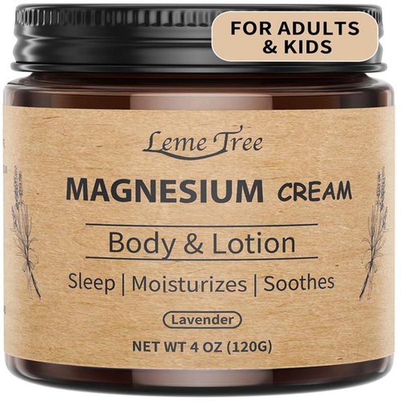 LemeTree Magnesium Cream, Topical Nighttime Magnesium Lotion, Magnesium Body Butter with Jojoba Oil, Shea Butter & Vitamin E, Apply to Legs, Arms or Chest, Safe for Kids