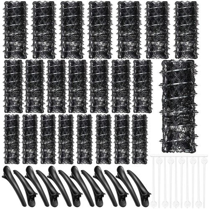 Skiennix Wire Mesh Hair Rollers Set - 48 Pieces Hair Perm Rods with Duck Teeth Clips | 0.71/0.87/1.1 Inch