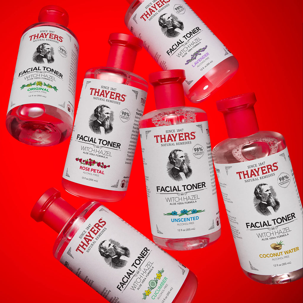THAYERS Alcohol-Free, Hydrating Rose Petal Witch Hazel Facial Toner with Aloe Vera Formula, Vegan, Dermatologist Tested and Recommended, 12 Oz (Pack of 2)
