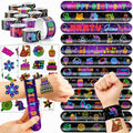 Cherisnowy 72 PCS Neon Party Set - 48 Neon Temporary Tattoos, 24 Slap Bracelets Wristbands - Fun Glow Party Supplies for Birthday, Baby Shower, Classroom Rewards, Decorations & Gifts for Kids
