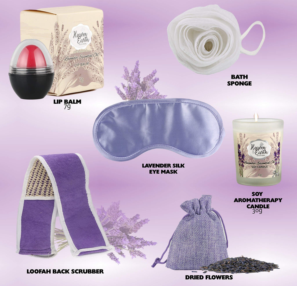 Valentines Gift Baskets for Women Spa Day! Natural Lavender Chamomile Spa Bath Sets for Women Gift Infused with Essential Oils. Sulfate Free Lavender Bath Set Spa Gift Set