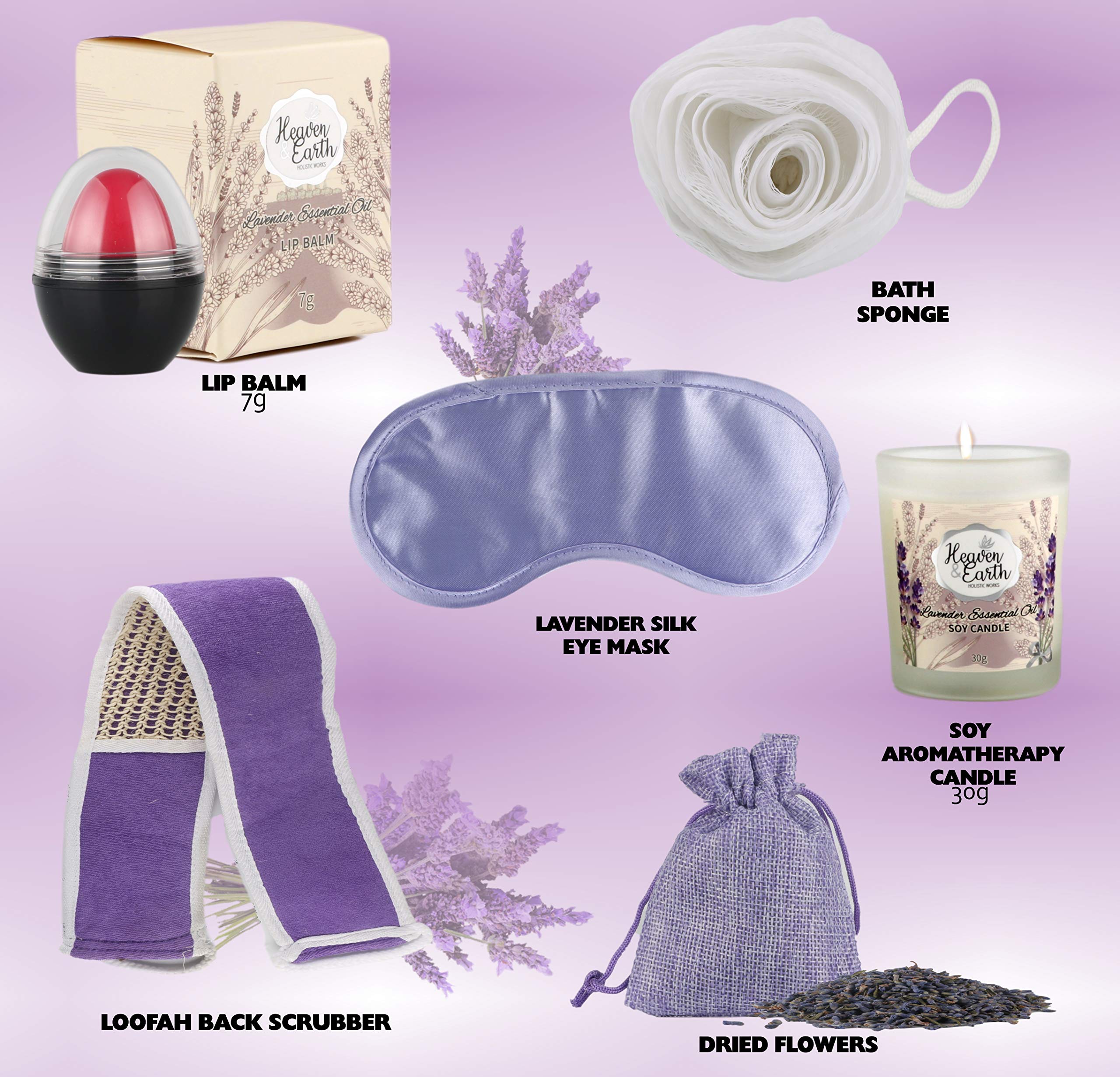 Valentines Gift Baskets for Women Spa Day! Natural Lavender Chamomile Spa Bath Sets for Women Gift Infused with Essential Oils. Sulfate Free Lavender Bath Set Spa Gift Set