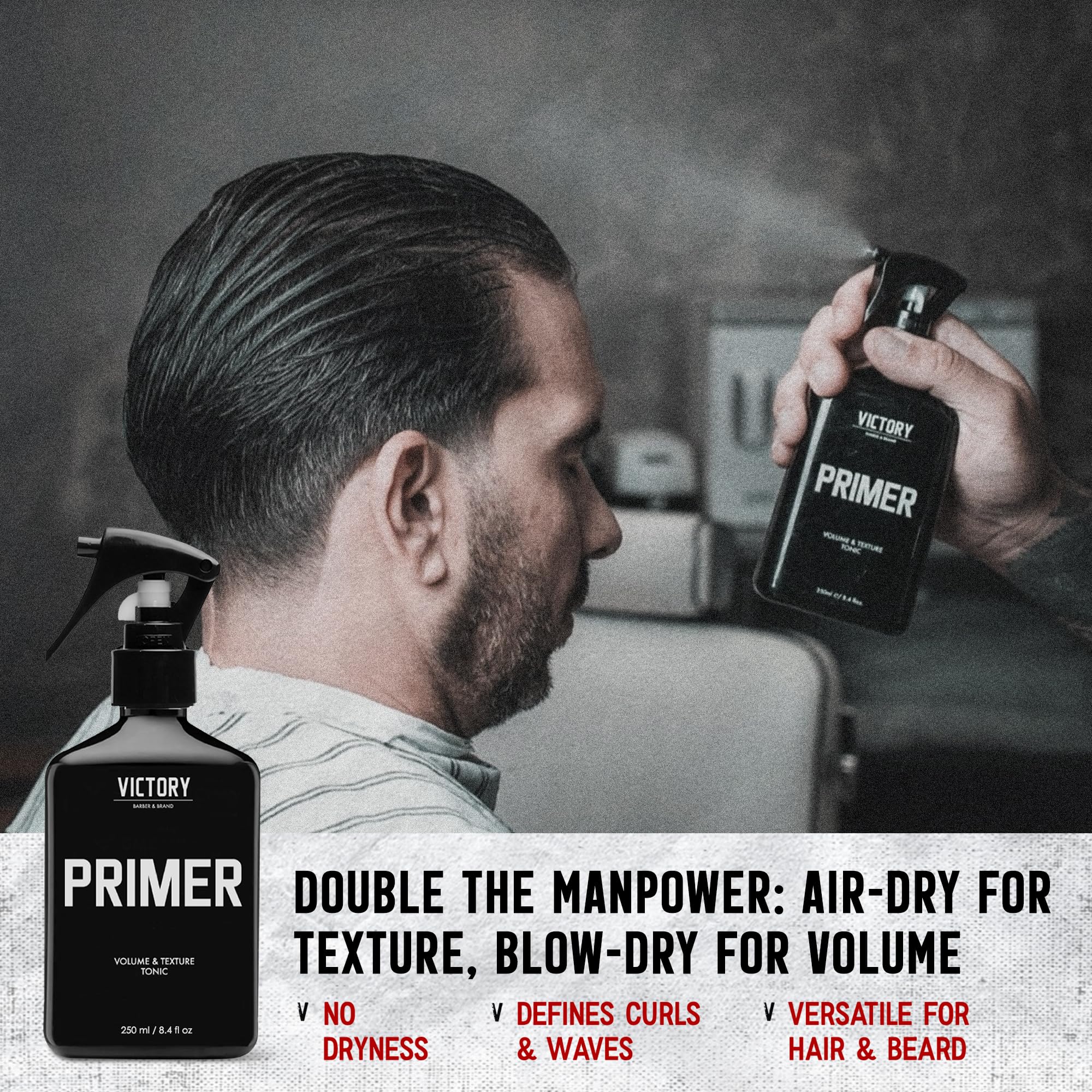 Sea Salt Thickening Spray for Men's Hair | PRIMER by Victory Barber & Brand | Made in the USA