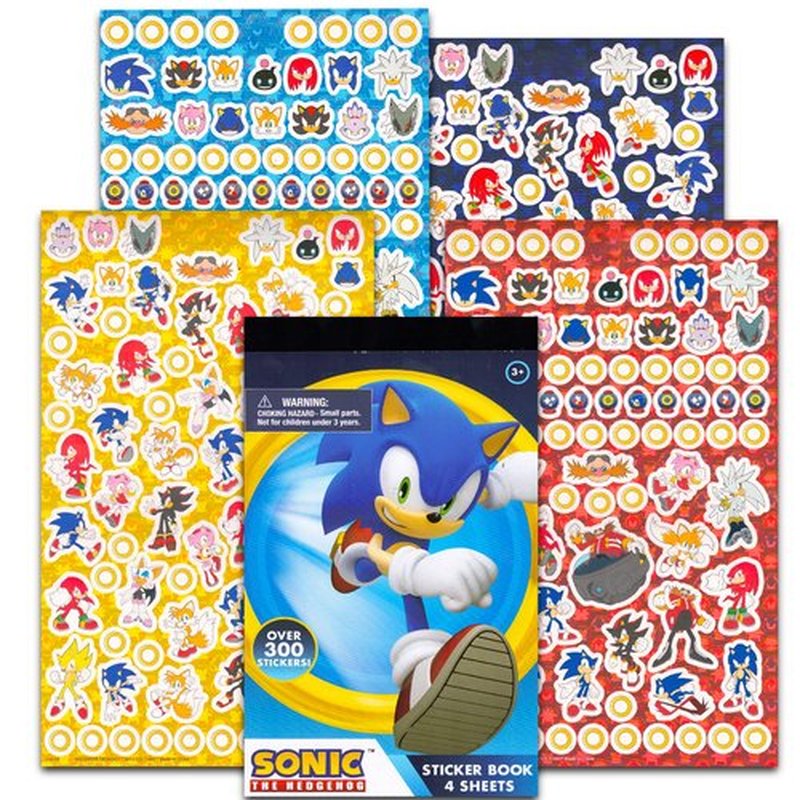 Sonic the Hedgehog Stickers and Tattoos Super Set - Bundle with 300+ Stickers and 50 Temporary Tattoos | Sonic Party Supplies for Kids
