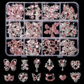 COOSLIM 60 Pcs Heart Nail Charms, Rhinestone Pink Butterflies Nail Art Gems, Star Heart Butterfly Charms Decorations Sailor Moon Acrylic Nail Accessories for Women DIY Crafts 1