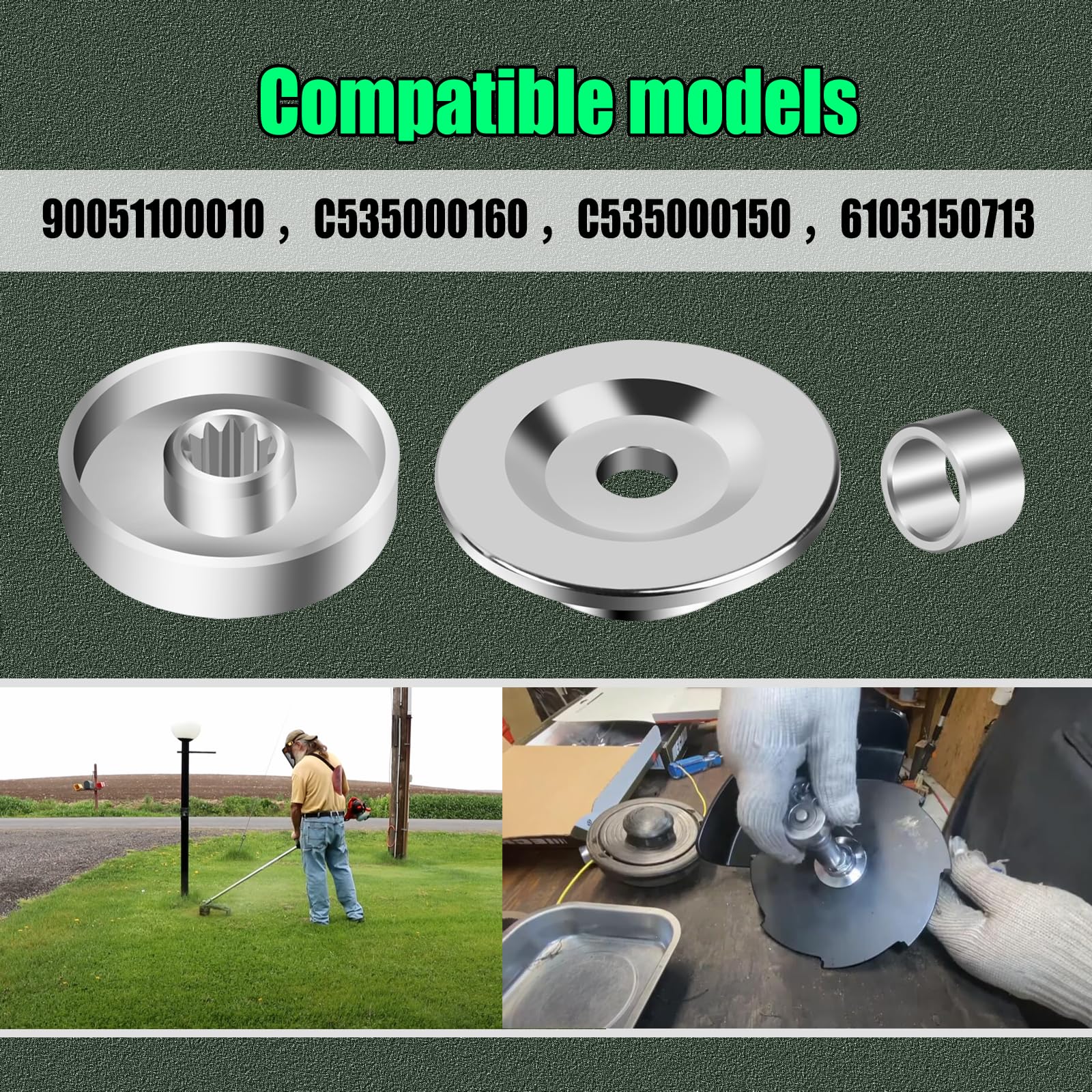 AQBB Blade Kit Hardware Compatible with Echo SRM Trimmer Blade Hardware/Upper Lower Adapter Plate Kit Fits SRM-225，Fit All SRM Family. Except The High Torque Version，C535000160 ，90051100010