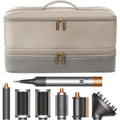 BellaBag for Dyson Airwrap Travel Case, Shark Flex Style Case, Hair Dryer Travel Bag, Shark Hair Dryer Storage, Airstraight Air Wrap Flexstyle Fusion Organizer, Dyson Travel Bag (Beige & Gray)