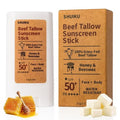 Beef Tallow Sunscreen Organic Stick SPF 50 – Tallow-Based Mineral Sunscreen with Honey & Beeswax for Face & Body, Water-Resistant Natural Sunblock, 0.53 oz