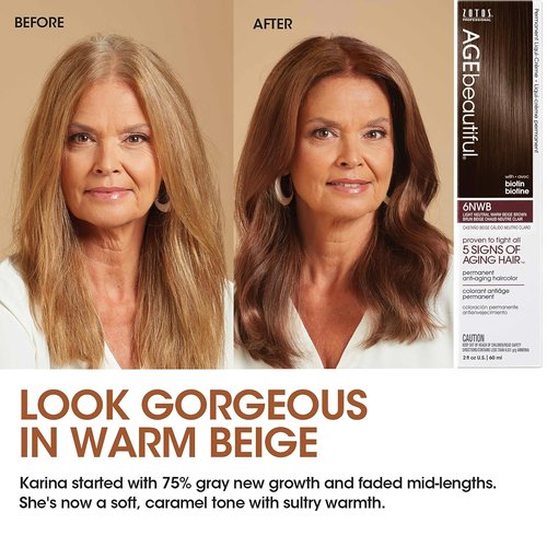 AGE Beautiful Permanent Hair Color Dye Set - 100% Gray Coverage & Anti-Aging Formula | Biotin Infused for Thicker, Healthier Hair