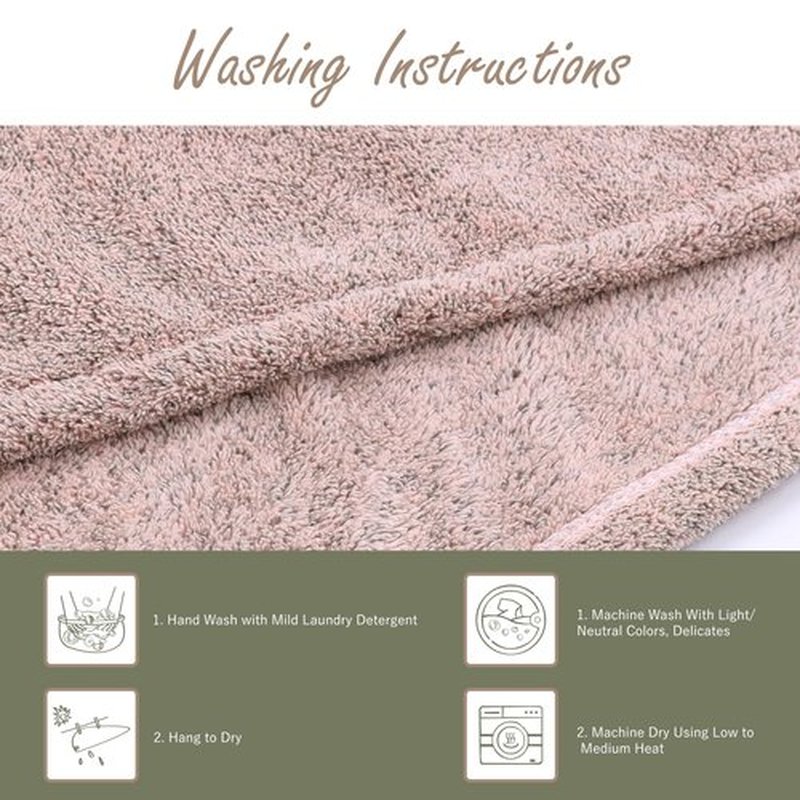 myHomeBody Hair Towel Wrap, Luxury Quick Drying Turban, Ultra Soft Absorbent Charcoal Fiber Cap, with Coconut Shell Button - Pink