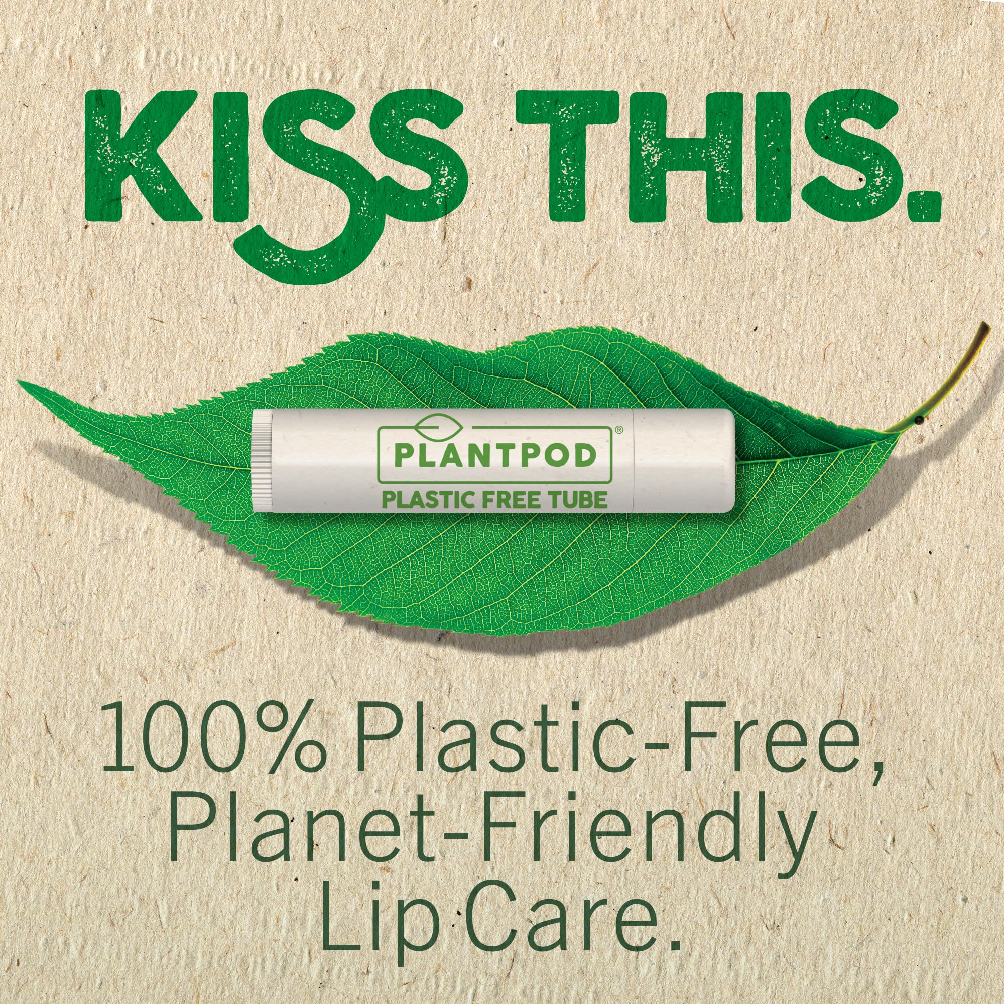 Vegan Lip Balm Lemon Lime Flavor 3 Pack - Bee Free with Candelilla Wax, Cocoa Butter & Coconut Oil Lip Care. Soothe & Moisturize Dry, Chapped Lips - 100% Plastic-Free Plant Pod Packaging - Made in USA