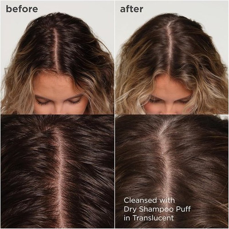 Briogeo Style + Treat Dry Shampoo Puff - Non-Aerosol, Talc-Free Oil Absorption | Vegan Volumizing Powder | 0.5 oz