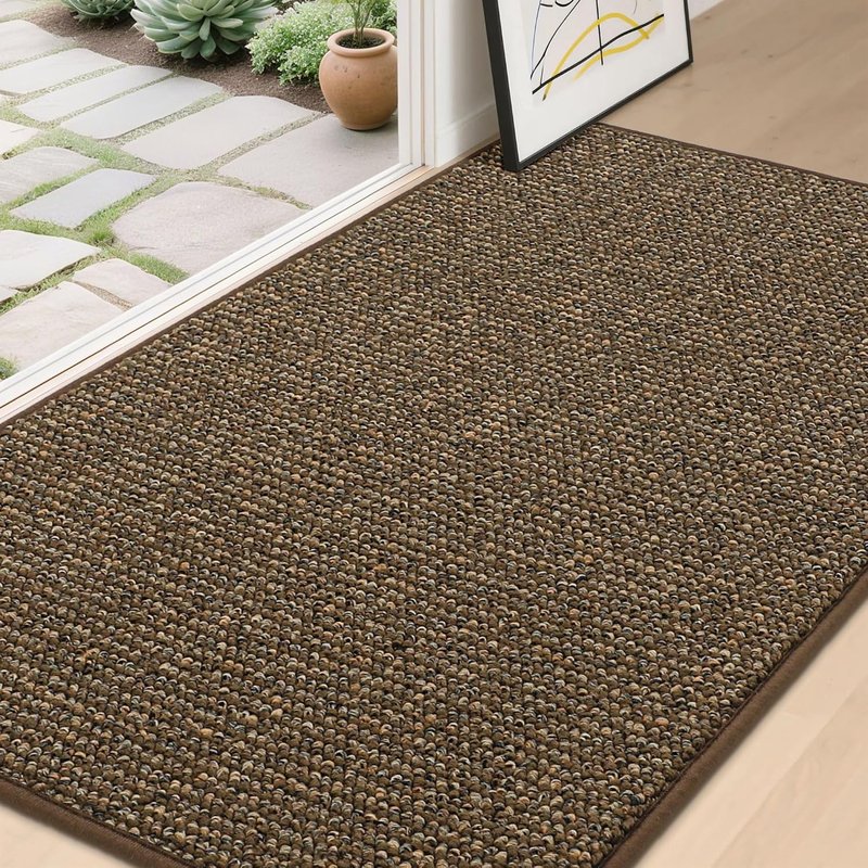 BEQHAUSE Dirt Trapper Door Mat - Non-Slip, Washable, Absorbent | 36" x 60" Brown Entrance Mat