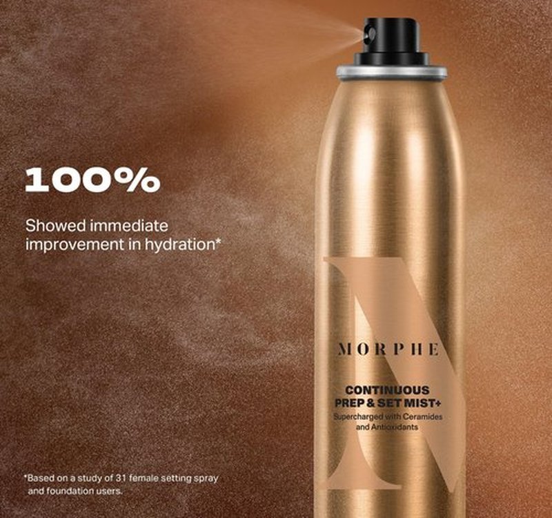Morphe Continuous Prep & Set Setting Spray - Hydrating Setting Spray for Makeup & Skin Prep - Enriched with Ceramides and Antioxidants for a Radiant Finish (2.8 oz)