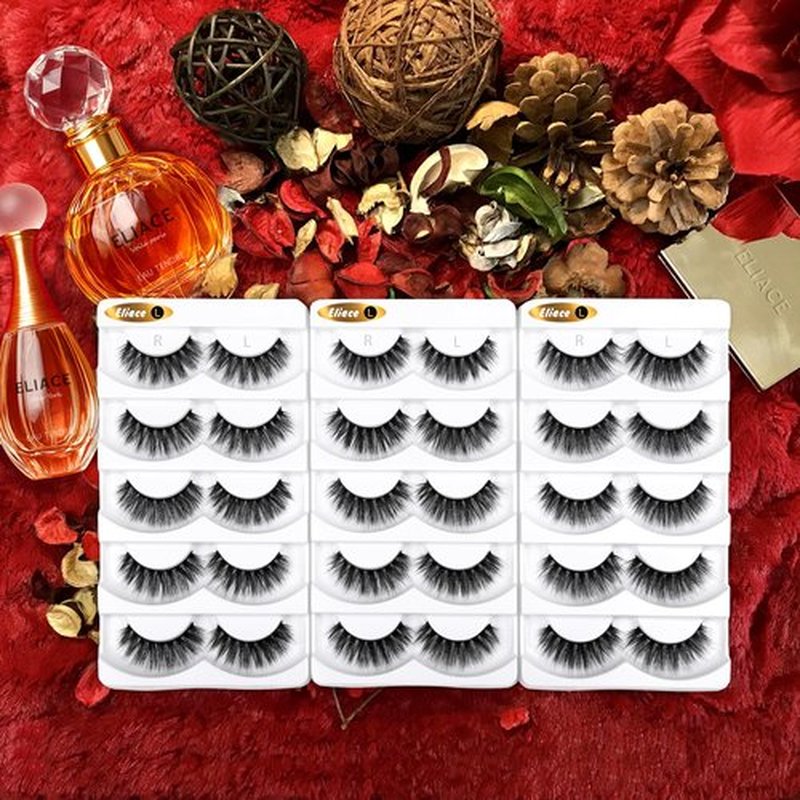 Eliace False Eyelashes Natural look 15 Pairs Fox & Cat Eye Lashes Wispy Strips, Mink Lashes Fake Eyelashes Fluffy Volume Dramatic Long Cross Wispies Lash Reusable Soft Band Comfortable,Chloe Style