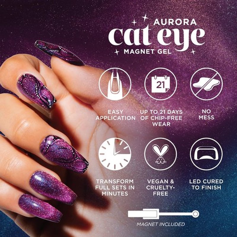 Gelish Aurora Cat Eye Effect Magnet Gel Polish – Reflective Flash Glitter Galaxy, Multi-Dimensional Iridescent Shimmer, Soak-Off, Vegan & Cruelty-Free. (Space Dust, 15mL)