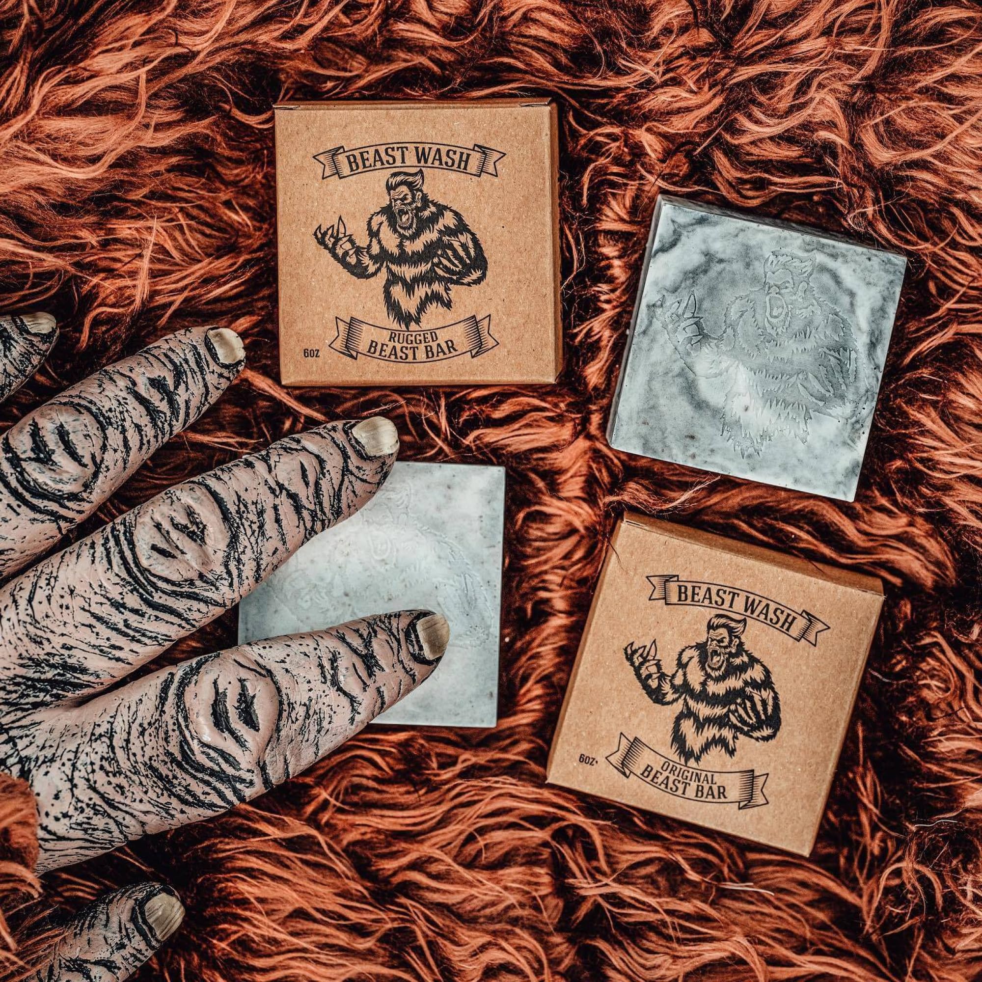 Johnny Slicks Beast Bar Soap Kit | Organic Body Wash Mens Bar Soap, Handmade with Clean & Chemical-free Ingredients (Coconut Oil, Charcoal, Tea Tree Oil), Original, Rugged, & After Action 3-Pack