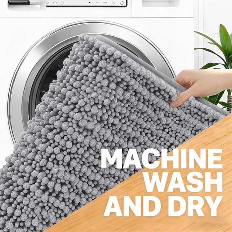 OLANLY Bathroom Rug Mat - Soft, Absorbent Chenille | Non-Slip Rubber Backing, 30x20, Grey