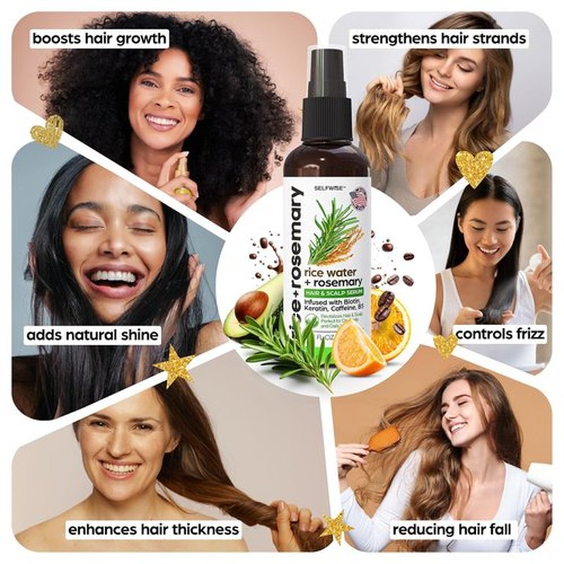 Fermented Rice Water Hair Growth Spray by NEW | Boost Thinning Hair with Rosemary, Biotin & Caffeine | All Hair Types