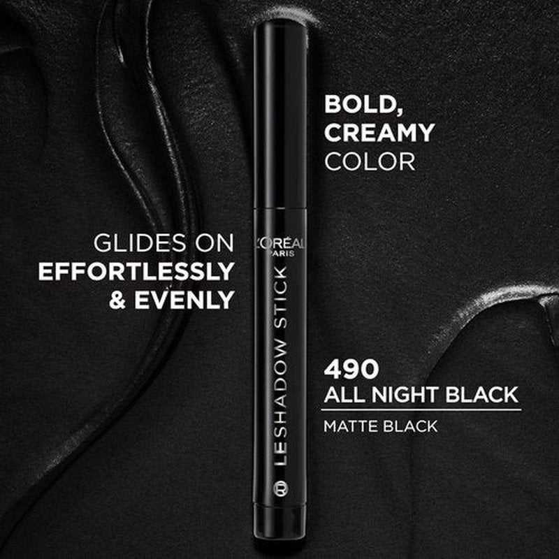 L'Oreal Paris Makeup Le Shadow Stick Eyeshadow - Blendable, Smudge-Resistant, Smokey Cream | 490 All Night Black
