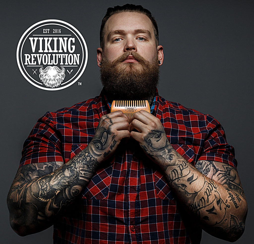Viking Revolution Wooden Beard Comb and Case - Pocket Comb