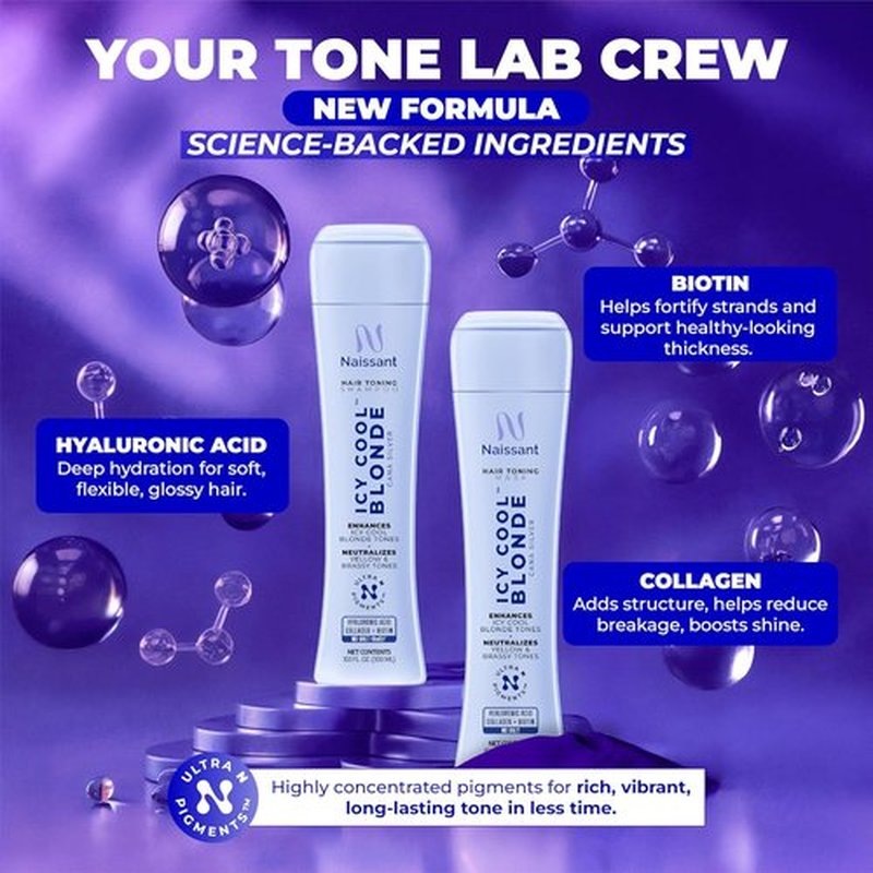 Naissant Icy Cool Blonde Shampoo & Toning Mask Set - Ultra High-Purity Pigments | Neutralizes Yellow Tones | 2 x 10.1 Fl Oz