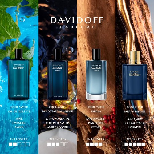 Davidoff Cool Water Eau de Toilette - Aromatic Men's Cologne with Coriander, Mint, Lavender & Amber - Long-Lasting Scent