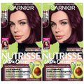 Garnier Nutrisse Ultra Color Hair Dye - Bold, Fade-Resistant Results for Up to 8 Weeks | BR2 Dark Intense Burgundy, 2 Count